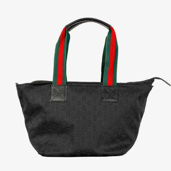 Gucci Black GG Canvas Web-Strap Small Tote - Picture 4 of 13